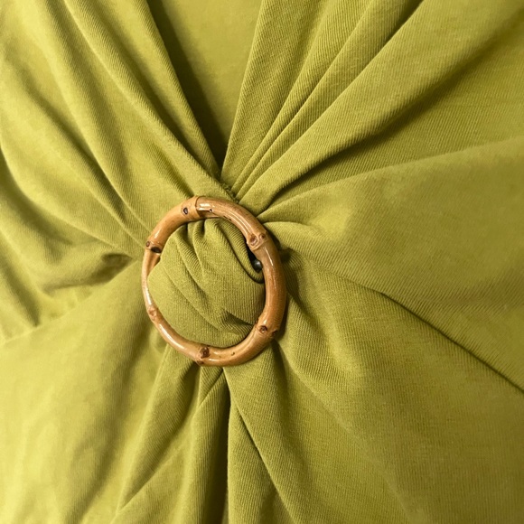 Anne Klein sport top bamboo wooden oring Rutched Vneck green soft buttery soft - Picture 6 of 6